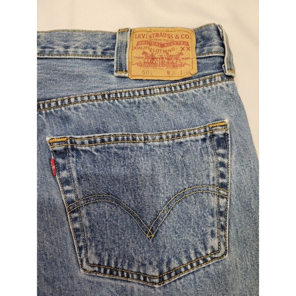 Y2K Levis 501 Jeans Mens Tag 38x30 Actual 36x30 Straight Leg Button Fly Med Wash - Picture 4 of 13